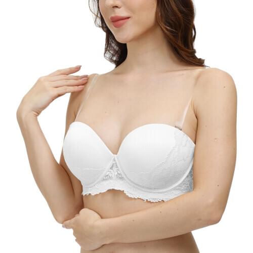 Sexy Pure White Lace Bralette Womens Sexy Push Up Transparent Bras Embroidery Strapless Halter Plus Size