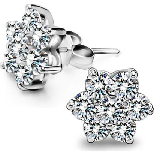 New Arrival 2019 Luxury Jewelry Flower Shape Zircon Crystal Stud Earrings Fashion for Woman Small Earrings Sale Party Gifts