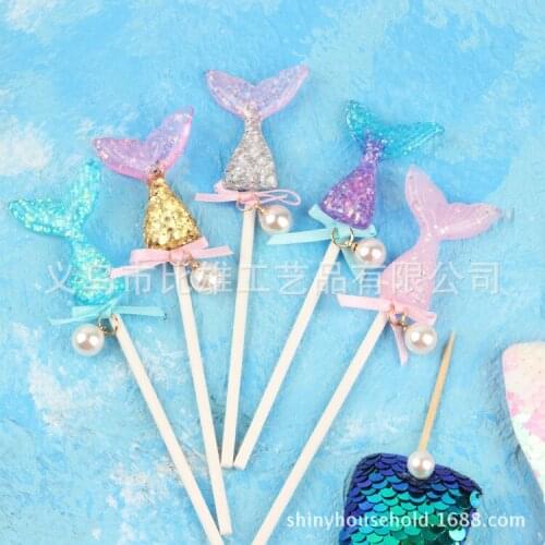 1pc Mermaid Party Decorations Birthday Cake Topper Baby Boy Girl Kids Favors Mermaid Party Theme Supplies