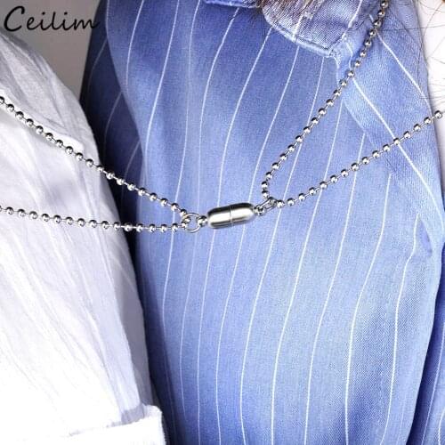 2pcs/Set Magnet Attraction Couple Necklace 2021 New Stainless Steel Chain Lovers Jewelry Valentines Day Gifts
