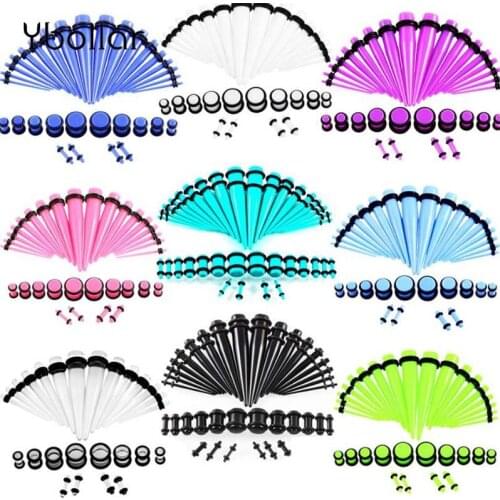 36pcs/lot Acrylic Ear Gauge Taper and Plug Stretching Kit Ear Flesh Tunnel Expansion Body Piercing Jewelry 14G-00G For Men Women