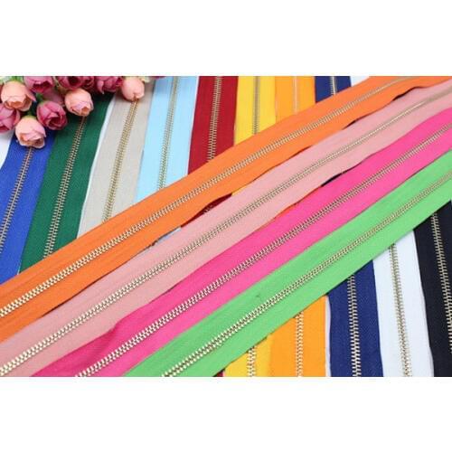 #5 Copper Short Zippers Scallop Clothes Purse Bags Metal Zipper Trim DIY Fabric