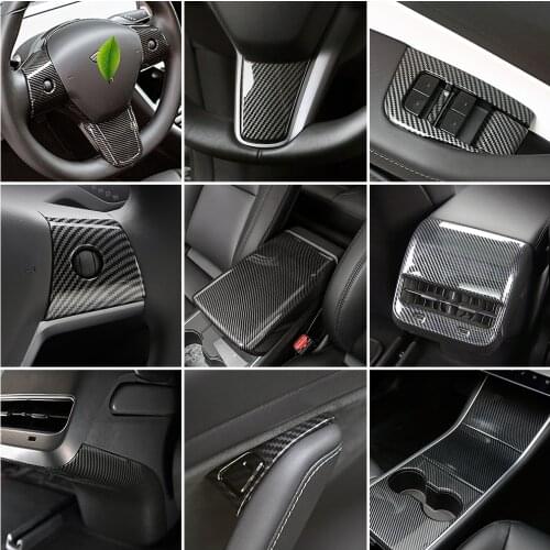 For Tesla Model 3 2017-2020 Car Interior Accessories Central Console Dashboard Part Modify Carbon Fiber Color Change Sticker