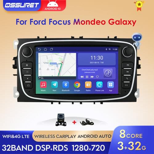 2 Din Android 10 Car Radios Car Multimedia player 7'' Audio DVD Player For Ford/Focus/S-Max/Mondeo 9/GalaxyC-Max with GPS wifi