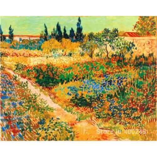 BLUHENDER GARTEN MIT PFAD by Vincent Van Gogh Landscape Oil painting reproduction home decor Hand painted High quality