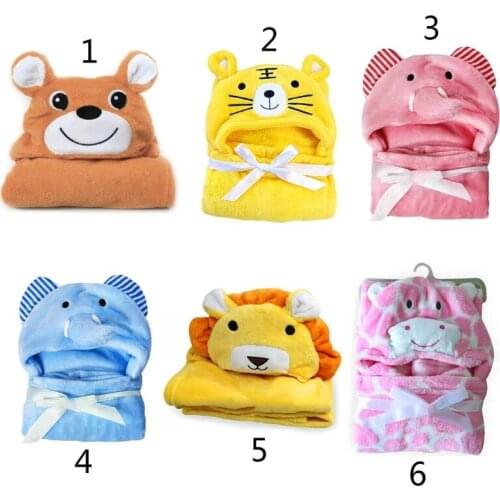 C5AA Baby Cartoon Animal Hooded Bath Towel Ultra Soft Super Absorbent Thick Bathrobe Cloth Robe Unisex Boys Girls
