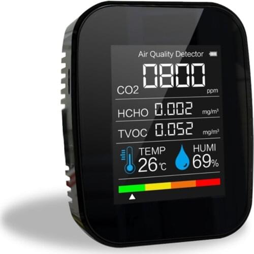 5 in1 CO2 Meter Digital Temperature Humidity Tester Air Quality Monitor Multifunctional Carbon Dioxide TVOC HCHO Detector Tester