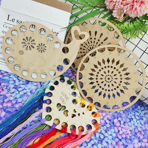 Wood Pendant Cross Stitch Embroidery Floss Holder for Cross Stitch Thread Organizer DIY Craft Handmade Sewing Storage Tool