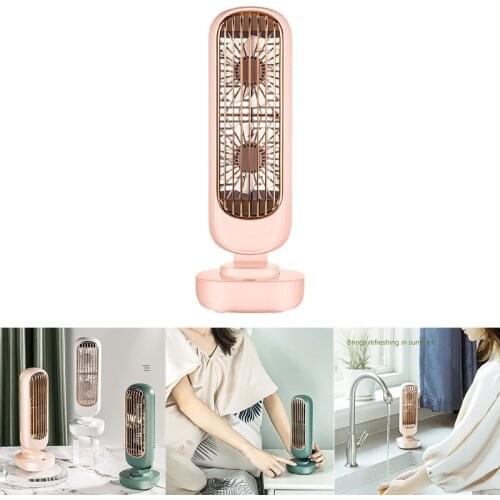 Two-Blade Tower Fan, Desktop Quiet Large Capacity Vertical USB Rechargeable Small Fan For Office, Bedroom