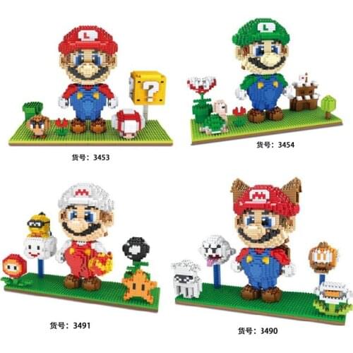 2300pcs Mini Funny Cartoon GamFigures Nintendoes Diamond Block Plumber Dinosaur Building Bricks Nanobricks Model Kids Gifts