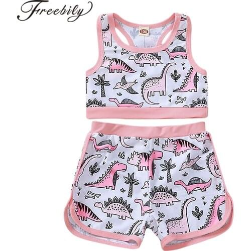 Baby Girls Brazilian Swimming Bikini Tankini Sets Toddler Kids Summer 2Pcs Beach Swimsuit Swimwear Dinosaur Printed Bathing Suit