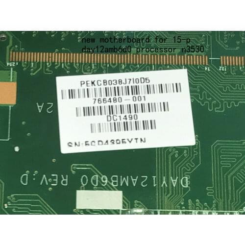 BiNFUL ,STOCK, 766480-001 FOR HP PAVILION 15-P LAPTOP MOTHERBOARD ,PROCESSOR N3530( new item)