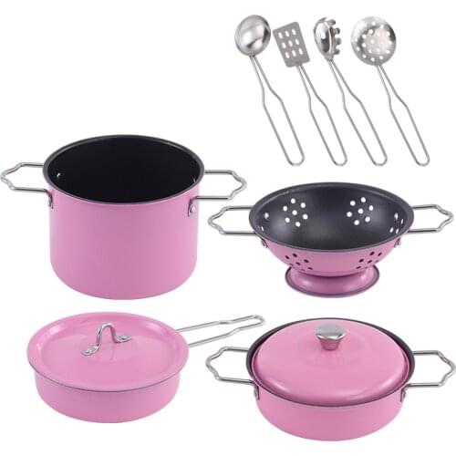 Mayitr 11pcs Kids Pretend Play House Kitchen Toys Set Stainless Steel Cooking Pots Kids Simulation Kitchen Cooking Toys Gift