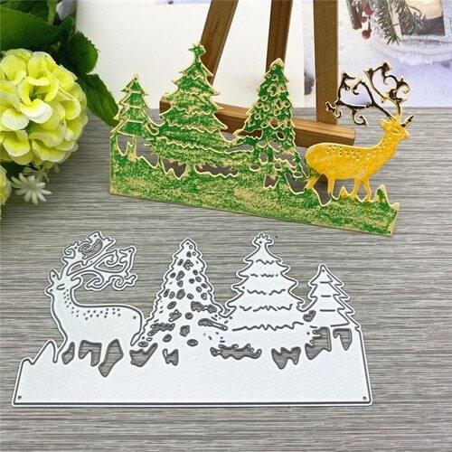 Christmas Tree Animal Deer Frames Metal Cutting Dies Stencils Die Cut for DIY Scrapbooking Album Paper Card