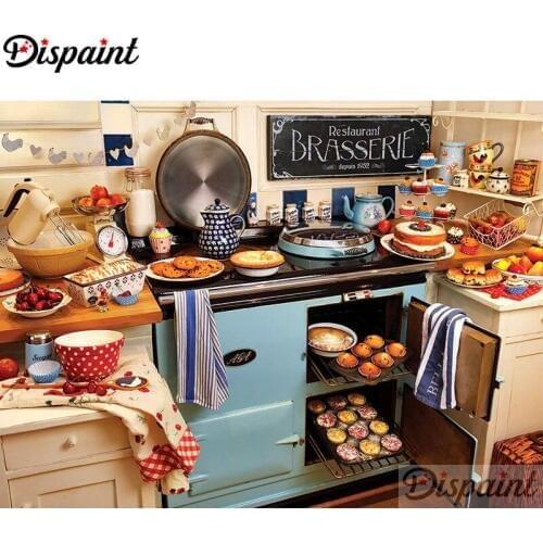 Dispaint Full Square/Round Drill 5D DIY Diamond Painting "Kitchen view" 3D Embroidery Cross Stitch Home Decor Gift A10770