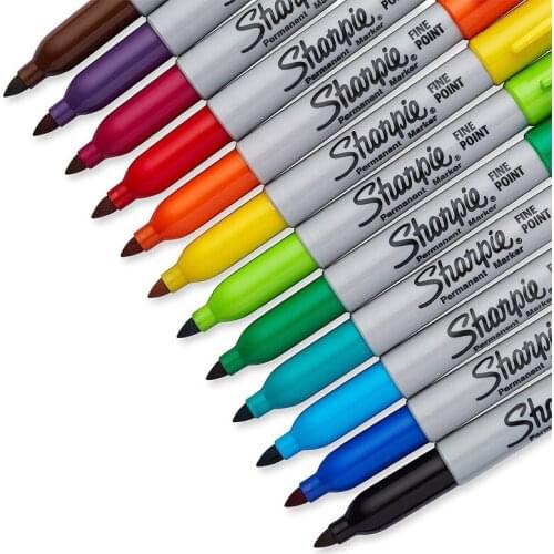New 12/24 Pcs Set Sanford Sharpie Oil Marker Pens Colored Markers Art Pen Permanent Colour Marker Pen Office Stationery 1mm Nib