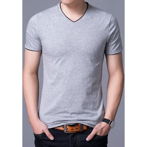 MRMT 2021 Brand New Summer T-Shirt Mens Solid Short-Sleeved Leisure T Shirt For Male Bottom V-Collar Youth TShirt
