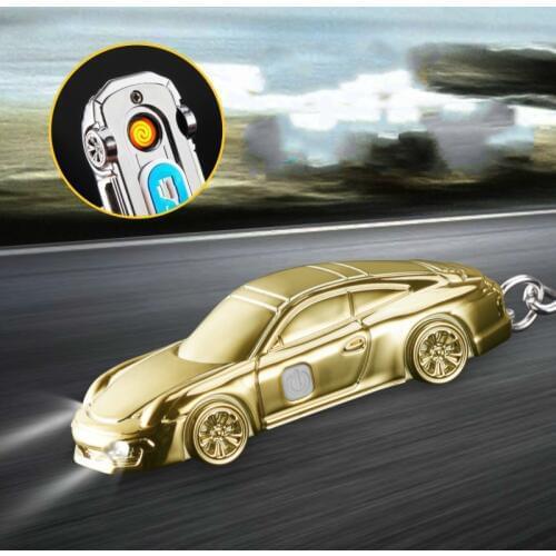 Originality Sports Car Modeling Lighter Charge Windbreak Bring Lamp Usb Point Smoke Detector Man Gift Cigarette Box