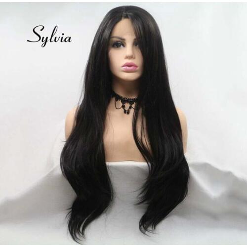 Sylvia 2#Light Brown Wig Natural Straight Wig Synthetic Kanekalon Lace Front Wigs Heat Resistant Fiber Long Hair Wig For Women