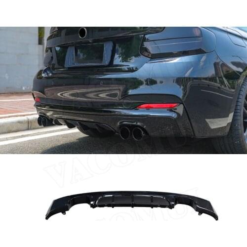 PP Car Diffuser Rear Lip Bumper Protector for BMW 2 Series F22 M Sport 2014-2017 Gloss Black