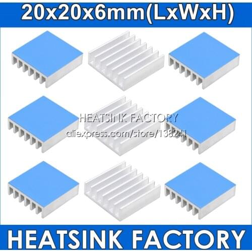 20x20x6mm Aluminum Heat Sink Cooler Radiator Heatsink With Thermal Double Sided Tape Applied