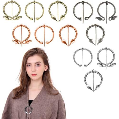 Retro Nordic Medieval Viking Brooch for Women Penannular Cardigan Shoulder Shawl Clasp Brooch Pin Jewelry Accessories Decoration