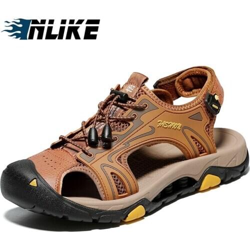 Genuine Leather Men Shoes Summer New Large Size Mens Sandals
