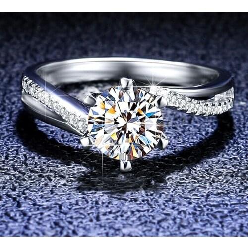 Silver Diamond Test Passed 1 Carat Excellent Cut D Color Snowflake Moissanite Ring Silver 925 Platinum PT950 Stamp Jewelry