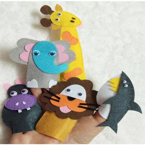 Sewing Felt Toys DIY Material Package Free cutting Handmade Animal Giraffe Elephant Hippo Shark Lion Finger Doll kids Keychain