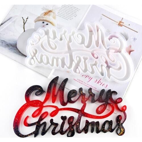 Merry Christmas Sign Silicone Mold Craft Crystal Epoxy Resin Mould