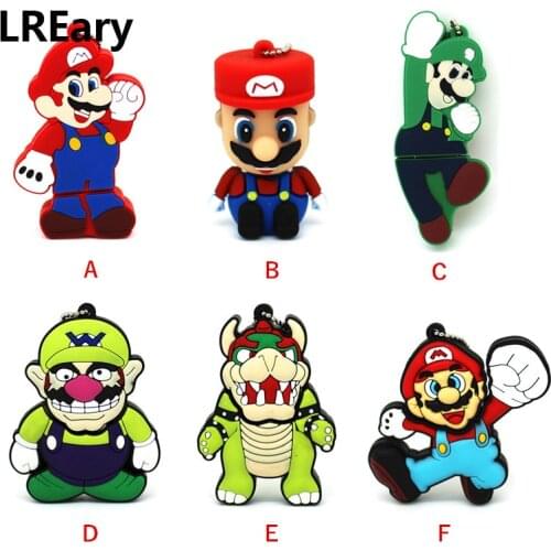 Cute Super Mario 4GB USB 2.0 flash Drive Game Cartoon toys pendrive 32GB 16GB 8GB 4GB pen drive flash 64GB usb memory stick