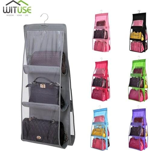 Foldable 6 Pocket Storage Bag Large Capacity Closet Pocket Folding Shelf Bag Layers Organizer Rack For Wardrobe Drop Handbag