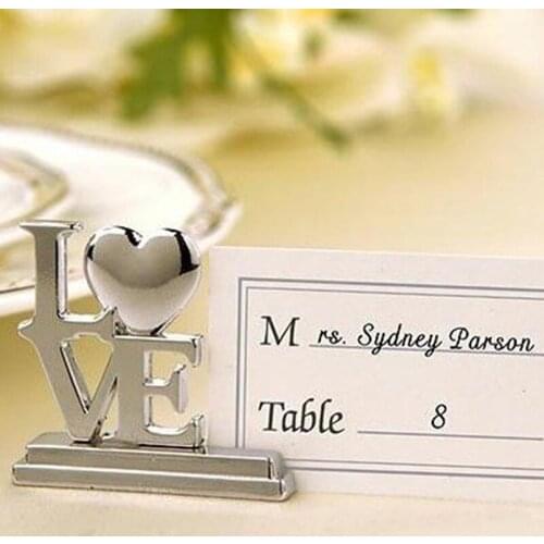 Wedding accessory of Silver LOVE Place Card Holders Party gifts Wedding banquet table decor HOT Sale Free shipping 100pcs/lot