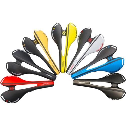 TOSEEK Bicycle Seat Saddle MTB Road Bike Saddles Mountain Bike Saddle Carbon Fiber PU Breathable Outdoor Cushion Bike Parts