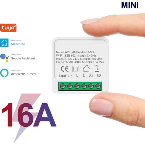 16A Mini Smart WiFi Switch Tuya DIY WiFi Breaker Automation Module On-off Device Supports Alexa Google Home Smart Life App