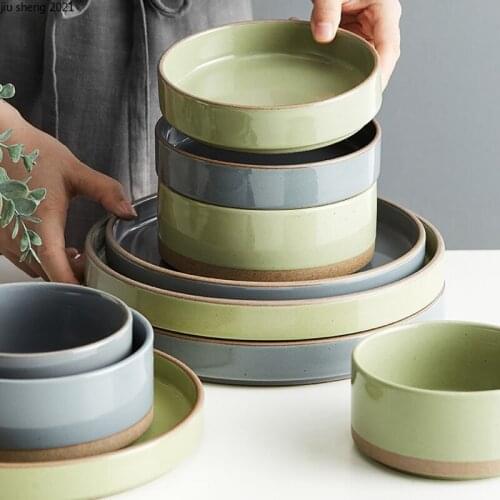 Japanese Stoneware Rice Bowl Fruit Plate Home Dining Plate Kitchen Ceramic Main Course Dessert Cooking Plate Restauranttableware