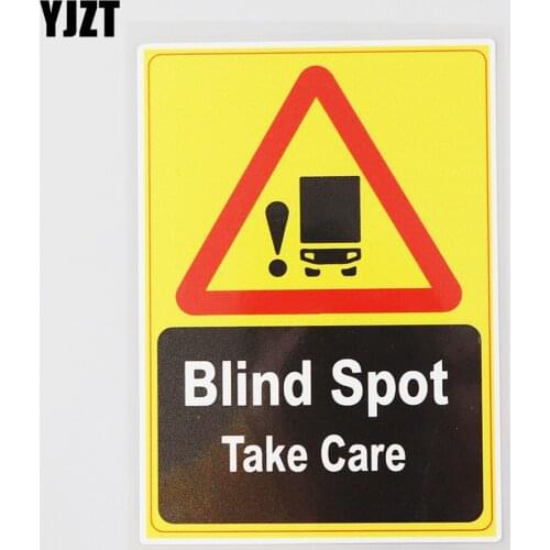 YJZT 10.6CM×15.3CM Warning Blind Spot Take Care Decal PVC Car Sticker 12C-0478