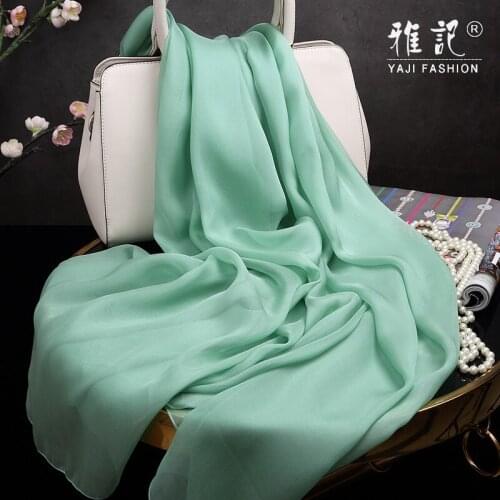 Women Fashion 100% silk scarf soft elegant green Pure solid color female Hangzhou square shawl long spring autumn winter summer