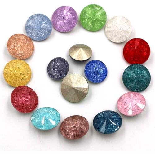 10mm/12mm Ice Flower Series Rivoli Pointback Glass Crystal Round Shape Rhinestones diy Apparel/clothing Accessories
