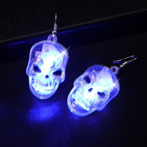 100Pairs Novelty LED Glow Earrings Pumpkin and Skull Light-Up Drop Earrings for Women Halloween Party Dress