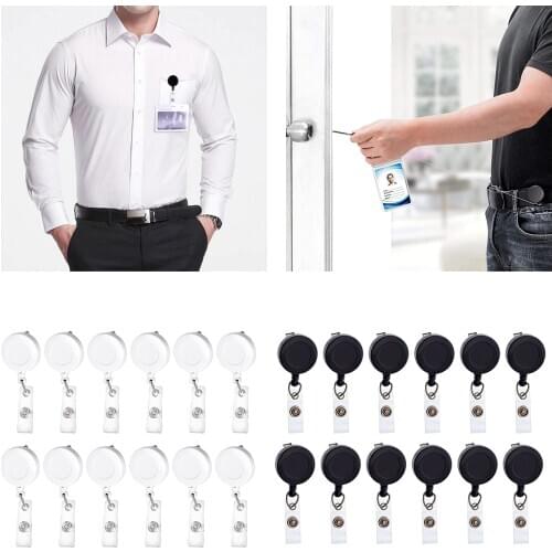 12pcs/Set Retractable ID Badge Holder Reels Key Ring Holders Badge Holder, Heavy-duty Steel Wire Cord