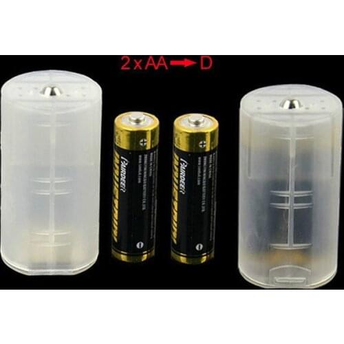 2 AA to D Size Battery Holder Case Conversion Battery Box Adaptor Converter 2*AA To D Switcher For 2AA to D Batteries 1/2/5Pcs