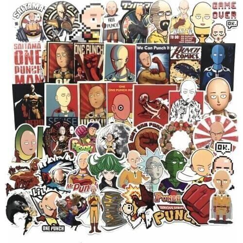 50Pcs/lot Japanese Anime 2021 ONE PUNCH-MAN Stickers For Car Laptop Phone Skateboard Motorcycle Bicycle Cartoon Sticker