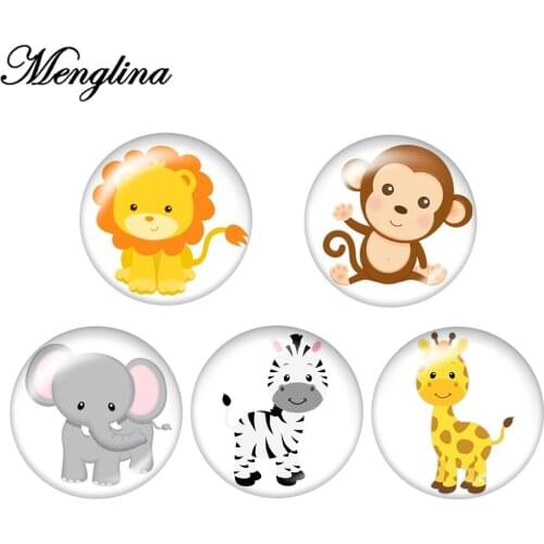 50pcs Mixed Round Glass Cabochon Cartoon Animals Flatback Glass Cabochon for Hair Bow Centers Home Decoration Accessories