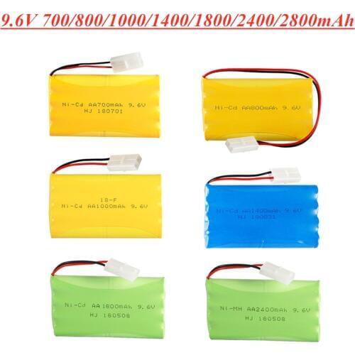 9.6V 700mAh 800mAh 1000mAh 1400mah 1800mAh 2400mAh 2800mAh Ni-Cd / Ni-MH battery For RC Toys Cars boats gun security facilities