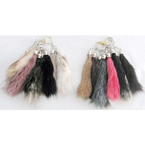 Free shipping cheap real fox fur keychain for gift colors natural fur key chain for birthday gift