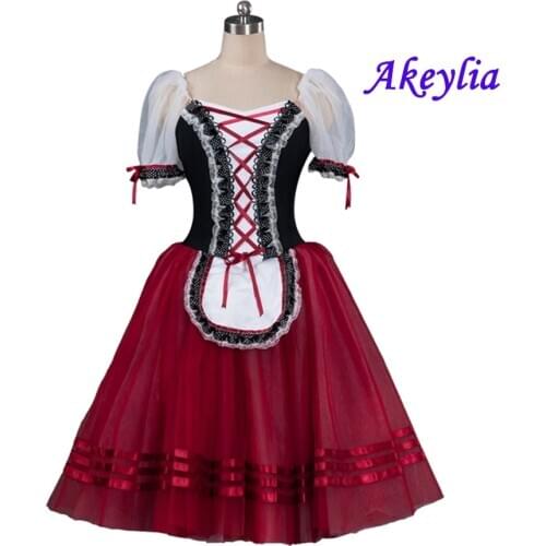 Burgundy Giselle dress Peasant Village Ballet Long Tutu Dress yellow Napoli Ballet Stage Costume Ballerina skirt for girls