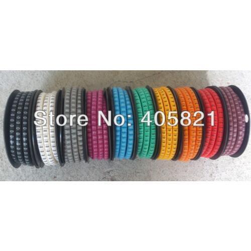 Colorful EC-2 number 0-9 Insulate Plastic Round Cable Marker For Cable and Sign 4mm2 10roll/lot
