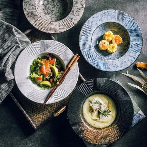 FANCITY Creative soup bowls, hotel restaurants, large ceramic plates, curry chicken soup plates, snack plates, dishes