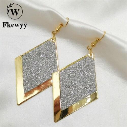 Fkewyy Gothic Earrings For Women Luxury Jewelry Rectangle Gold Plated Jewellery Punk Accessories Dangle Earrings Fashion Women